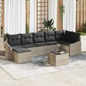 vidaXL Set de canapele pentru grădină 8 pcs Gri deschis Rattan poli imagine
