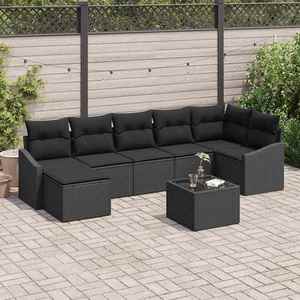 vidaXL Set de canapele pentru grădină 8 pcs Negru Rattan poli imagine