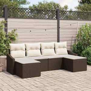 vidaXL Set de canapele pentru grădină 6 pcs Maro Rattan poli imagine