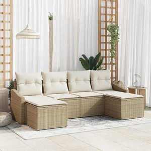 vidaXL Set de canapele pentru grădină 6 pcs Bej Rattan poli imagine