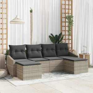 vidaXL Set de canapele pentru grădină 6 pcs Gri deschis Rattan poli imagine