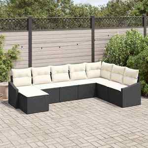 vidaXL Set de canapele pentru grădină 8 pcs Negru Rattan poli imagine