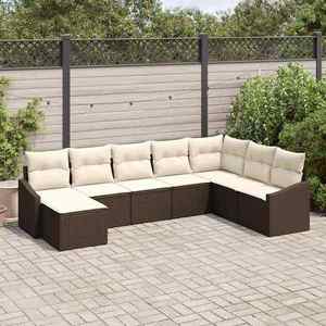 vidaXL Set de canapele pentru grădină 8 pcs Maro Rattan poli imagine