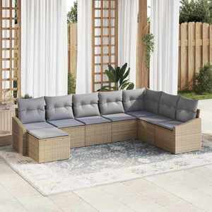 vidaXL Set de canapele pentru grădină 8 pcs Bej Rattan poli imagine
