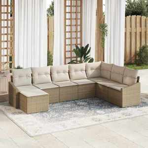 vidaXL Set de canapele pentru grădină 8 pcs Bej Rattan poli imagine
