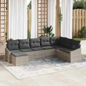 vidaXL Set de canapele pentru grădină 8 pcs Gri deschis Rattan poli imagine