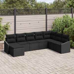 vidaXL Set de canapele pentru grădină 8 pcs Negru Rattan poli imagine