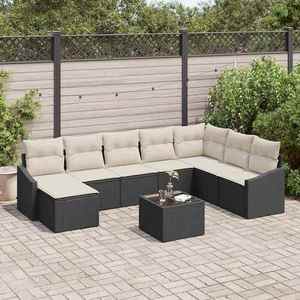 vidaXL Set de canapele pentru grădină 9 pcs Negru Rattan poli imagine