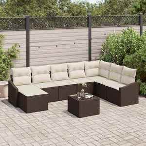 vidaXL Set de canapele pentru grădină 9 pcs Maro Rattan poli imagine