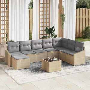 vidaXL Set de canapele pentru grădină 9 pcs Bej Rattan poli imagine