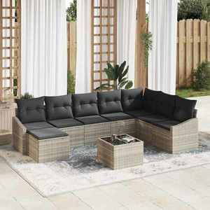 vidaXL Set de canapele pentru grădină 9 pcs Gri deschis Rattan poli imagine