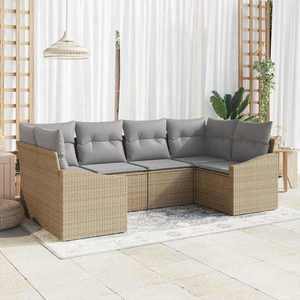 vidaXL Set de canapele pentru grădină 6 pcs Bej Rattan poli imagine