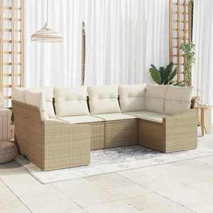 vidaXL Set de canapele pentru grădină 6 pcs Bej Rattan poli imagine