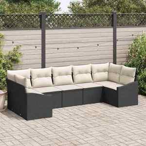 vidaXL Set de canapele pentru grădină 7 pcs Negru Rattan poli imagine