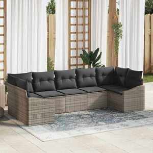vidaXL Set de canapele pentru grădină 7 pcs Gri Rattan poli imagine