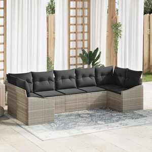 vidaXL Set de canapele pentru grădină 7 pcs Gri deschis Rattan poli imagine