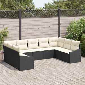 vidaXL Set de canapele pentru grădină 9 pcs Negru Rattan poli imagine