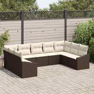 vidaXL Set de canapele pentru grădină 9 pcs Maro Rattan poli imagine