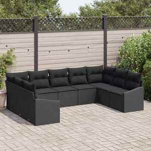 vidaXL Set de canapele pentru grădină 9 pcs Negru Rattan poli imagine