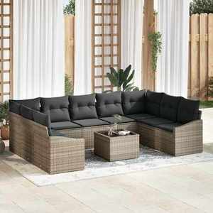 vidaXL Set de canapele pentru grădină 10 pcs Gri Rattan poli imagine