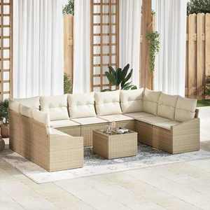 vidaXL Set de canapele pentru grădină 10 pcs Bej Rattan poli imagine