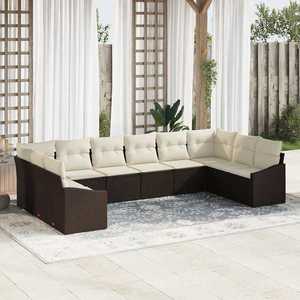 vidaXL Set de canapele pentru grădină 10 pcs Maro Rattan poli imagine