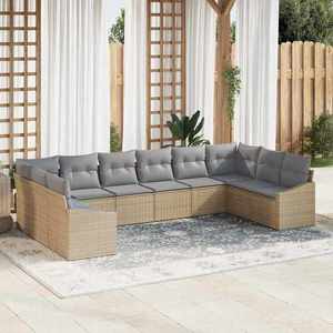 vidaXL Set de canapele pentru grădină 10 pcs Bej Rattan poli imagine
