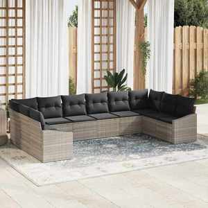 vidaXL Set de canapele pentru grădină 10 pcs Gri deschis Rattan poli imagine