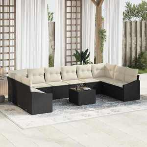 vidaXL Set de canapele pentru grădină 11 pcs Negru Rattan poli imagine