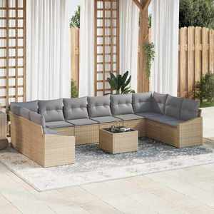vidaXL Set de canapele pentru grădină 11 pcs Bej Rattan poli imagine