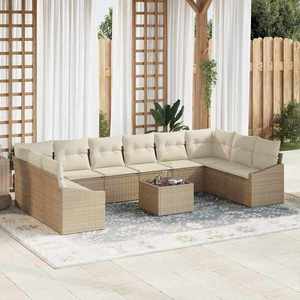 vidaXL Set de canapele pentru grădină 11 pcs Bej Rattan poli imagine