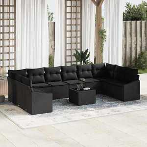 vidaXL Set de canapele pentru grădină 11 pcs Negru Rattan poli imagine