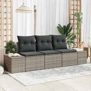 vidaXL Set de canapele pentru grădină 3 pcs Gri Rattan poli imagine