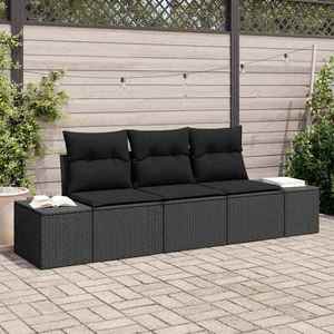 vidaXL Set de canapele pentru grădină 3 pcs Negru Rattan poli imagine