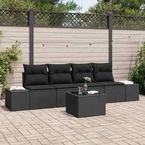 vidaXL Set de canapele pentru grădină 5 pcs Negru 55 x 55 x 37 cm imagine