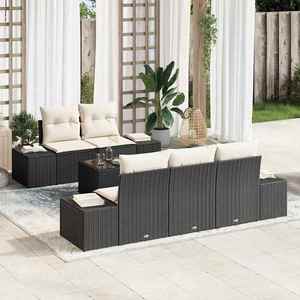 vidaXL Set de canapele pentru grădină 6 pcs Negru Rattan poli imagine