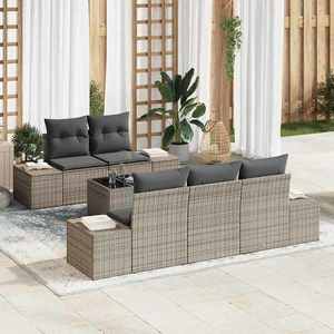 vidaXL Set de canapele pentru grădină 6 pcs Gri Rattan poli imagine