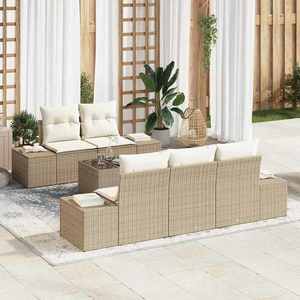 vidaXL Set de canapele pentru grădină 6 pcs Bej Rattan poli imagine
