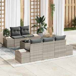 vidaXL Set de canapele pentru grădină 6 pcs Gri deschis Rattan poli imagine