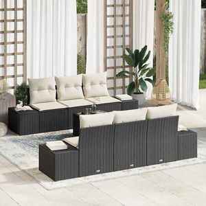 vidaXL Set de canapele pentru grădină 7 pcs Negru Rattan poli imagine