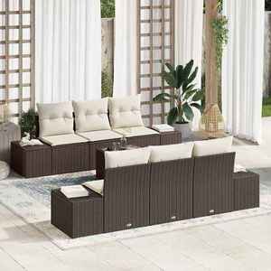 vidaXL Set de canapele pentru grădină 7 pcs Maro Rattan poli imagine