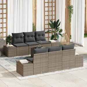 vidaXL Set de canapele pentru grădină 7 pcs Gri Rattan poli imagine