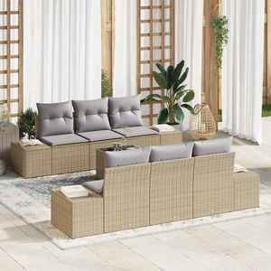 vidaXL Set de canapele pentru grădină 7 pcs Bej Rattan poli imagine