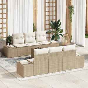 vidaXL Set de canapele pentru grădină 7 pcs Bej Rattan poli imagine