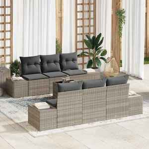 vidaXL Set de canapele pentru grădină 7 pcs Gri deschis Rattan poli imagine