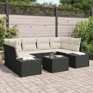 vidaXL Set de canapele pentru grădină 7 pcs Negru Rattan poli imagine