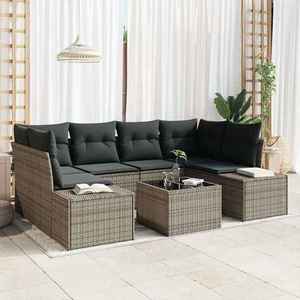 vidaXL Set de canapele pentru grădină 7 pcs Gri Rattan poli imagine