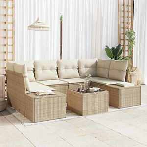 vidaXL Set de canapele pentru grădină 7 pcs Bej Rattan poli imagine