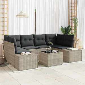 vidaXL Set de canapele pentru grădină 7 pcs Gri deschis Rattan poli imagine