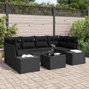 vidaXL Set de canapele pentru grădină 7 pcs Negru Rattan poli imagine